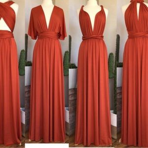 Rust Bidesmaid Convertible Wrap Dress